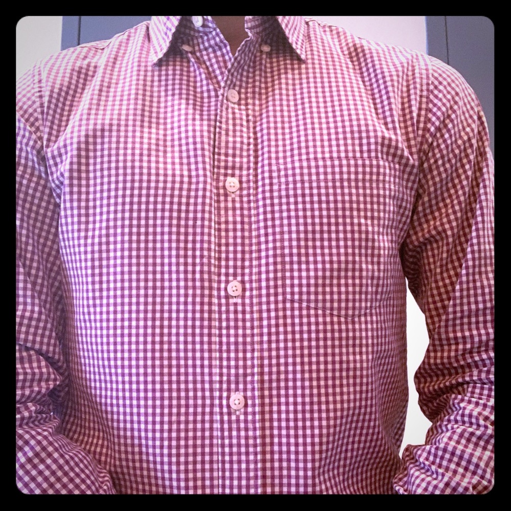 Purple & white checkered long sleeve button down